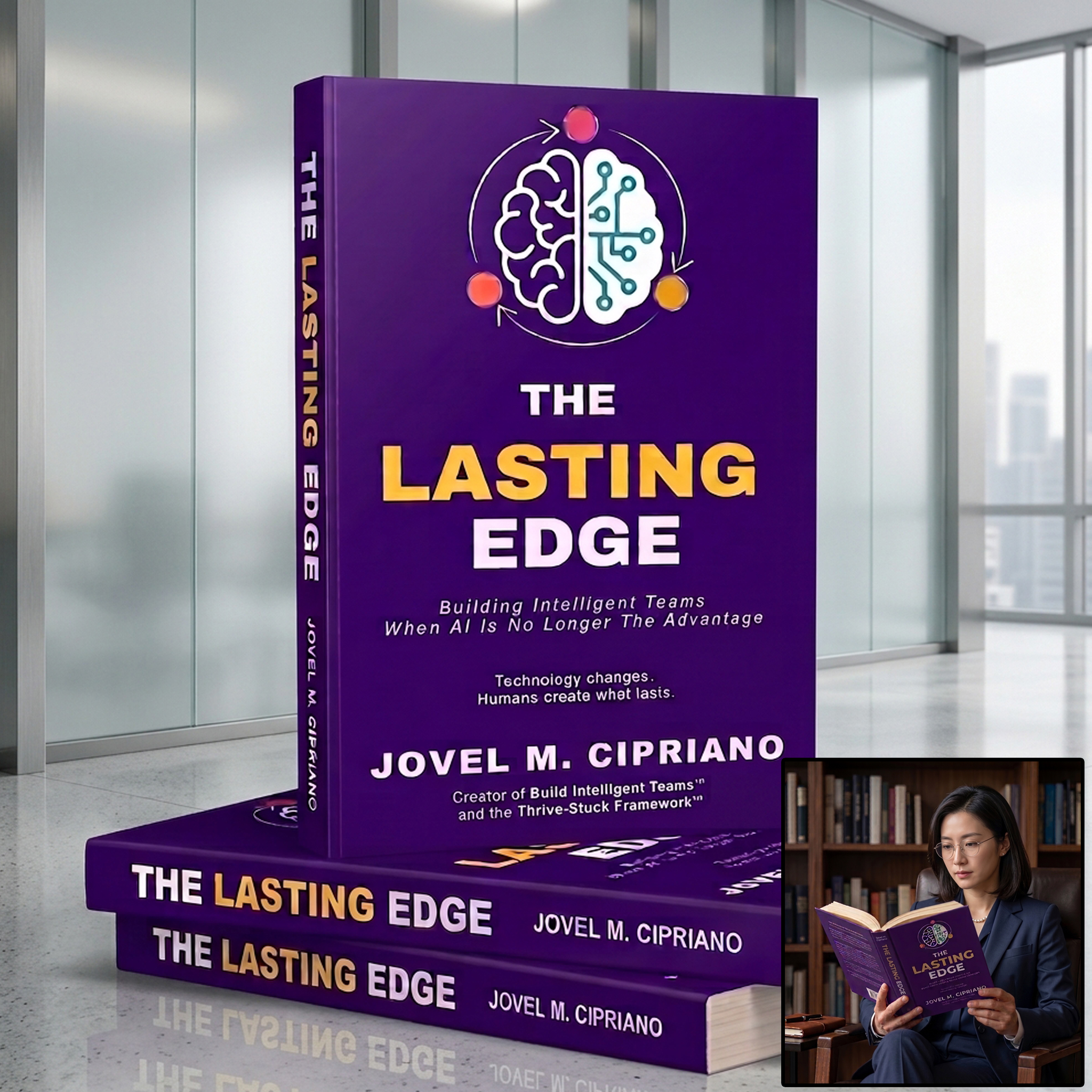 The Lasting Edge 3D Hardbound Book Stack in Executive Office
